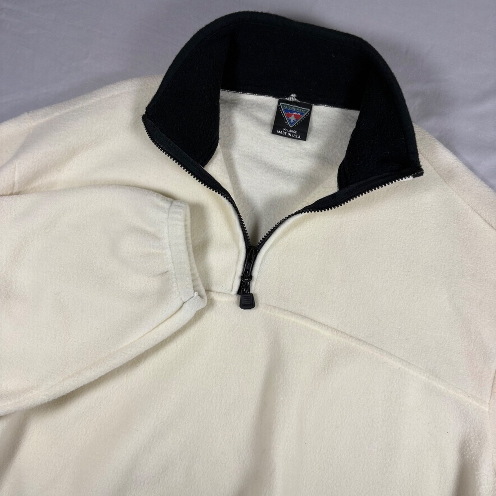 Vintage Timberline Colorado Fleece Quarter Zip Pullover Mens XL Cream USA Made